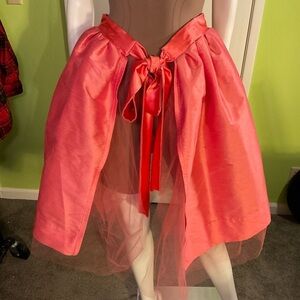 Vintage Raw Silk Satin Taffeta Overlay Skirt. Pink/Orange